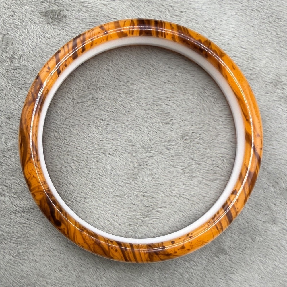 Vintage Bangle Bracelet Faux Tortoiseshell Acrylic 8.5" - Picture 2 of 8
